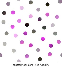 Dark Purple vector seamless texture with disks. Blurred decorative design in abstract style with bubbles. The pattern can be used for aqua ad, booklets.