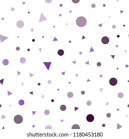 Dark Purple vector seamless texture in triangular style with circles. Circles, lines on abstract background with colorful gradient. Pattern for design of window blinds, curtains.