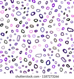 Dark Purple vector seamless texture with disks. Abstract illustration with colored bubbles in nature style. Design for textile, fabric, wallpapers.