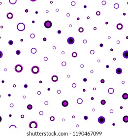 Dark Purple vector seamless texture with disks. Illustration with set of shining colorful abstract circles. Pattern for design of fabric, wallpapers.