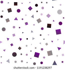 Dark Purple vector seamless texture in poly style with circles, cubes. Abstract gradient illustration with circles, triangles, cubes. Pattern for design of fabric, wallpapers.