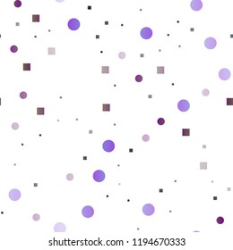 Dark Purple vector seamless texture with disks, rectangles. Colorful illustration with circles, squares in nature style. Trendy design for wallpaper, fabric makers.