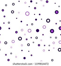 Dark Purple vector seamless texture with disks. Glitter abstract illustration with blurred drops of rain. Pattern for design of window blinds, curtains.
