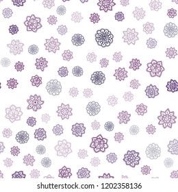 Dark Purple vector seamless texture with colored snowflakes. Glitter abstract illustration with crystals of ice. Trendy design for wallpaper, fabric makers.