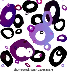 Dark Purple vector seamless texture with disks. Modern abstract illustration with colorful water drops. Pattern for design of fabric, wallpapers.