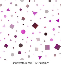 Dark Purple vector seamless texture in poly style with circles, cubes. Abstract gradient illustration with circles, triangles, cubes. Pattern for design of fabric, wallpapers.