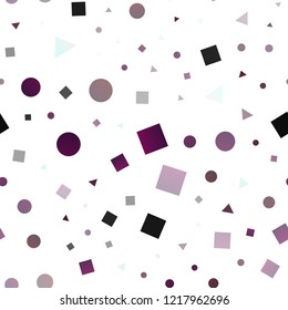 Dark Purple vector seamless texture in poly style with circles, cubes. Abstract illustration with colorful dots, lines, cubes. Design for textile, fabric, wallpapers.