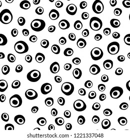 Dark Purple vector seamless texture with disks. Colorful illustration with blurred circles in nature style. Pattern for design of fabric, wallpapers.