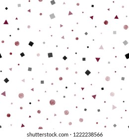 Dark Purple vector seamless texture with poly style with circles, cubes. Illustration with colorful circles, triangles, rectangles. Trendy design for wallpaper, fabric makers.