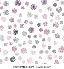 Dark Purple vector seamless texture with colored snowflakes. Glitter abstract illustration with crystals of ice. Pattern for design of fabric, wallpapers.