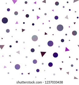 Dark Purple vector seamless texture in triangular style with circles. Circles, lines on abstract background with colorful gradient. Template for business cards, websites.