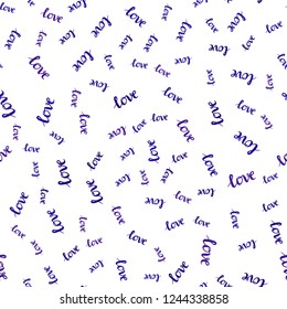 Dark Purple vector seamless texture with words LOVE YOU. Phrase LOVE YOU with colorful gradient in abstract style. Template for business cards, websites.