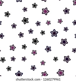 Dark Purple vector seamless texture with beautiful stars. Decorative shining illustration with stars on abstract template. Pattern for trendy fabric, wallpapers.