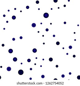 Dark Purple vector seamless texture with disks. Modern abstract illustration with colorful water drops. Pattern for design of fabric, wallpapers.
