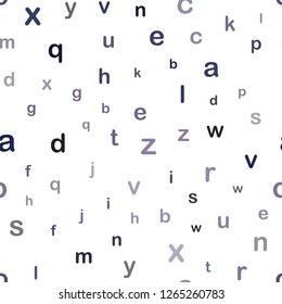 Dark Purple vector seamless texture with ABC characters. Shining illustration with ABC symbols on abstract template. Design for textile, fabric, wallpapers.
