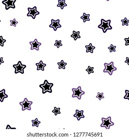 Dark Purple vector seamless texture with beautiful stars. Stars on blurred abstract background with gradient. Pattern for trendy fabric, wallpapers.
