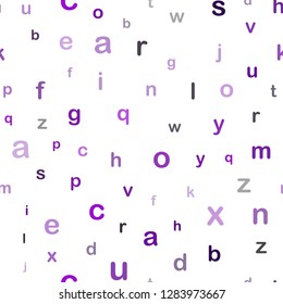 Dark Purple vector seamless texture with ABC characters. Colored alphabet signs with gradient on white background. Texture for window blinds, curtains.