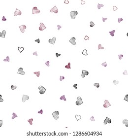 Dark Purple vector seamless texture with lovely hearts. Decorative shining illustration with hearts on abstract template. Pattern for carnival, festival romantic leaflets.
