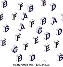 Dark Purple vector seamless texture with 3D ABC characters. Colorful gradient design in 3D style with signs of alphabet. Design for textile, fabric, wallpapers.