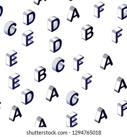Dark Purple vector seamless texture with 3D ABC characters. Abstract illustration with 3D ABC symbols. Design for wallpaper, fabric makers.