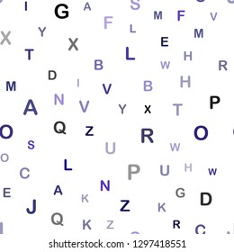 Dark Purple vector seamless texture with ABC characters. Abstract illustration with colored latin alphabet. Design for wallpaper, fabric makers.