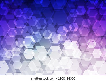 Dark Purple vector shining hexagonal pattern. hexagonal geometric sample with gradient.  Brand new style for your business design.