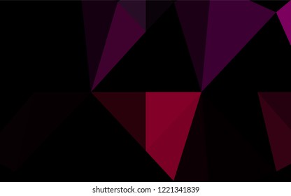 Dark Purple vector shining hexagonal background. Triangular geometric sample with gradient.  The completely new template can be used for your brand book.