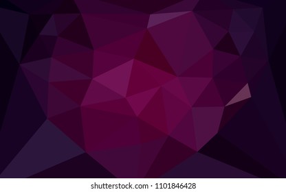 Dark Purple vector shining triangular backdrop with a heart in a centre. A sample with polygonal shapes. Polygonal design for your web site.