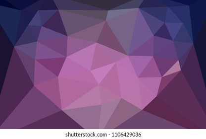 Dark Purple vector shining triangular backdrop with a heart in a centre. Colorful illustration with gradient. Completely new template for your banner.