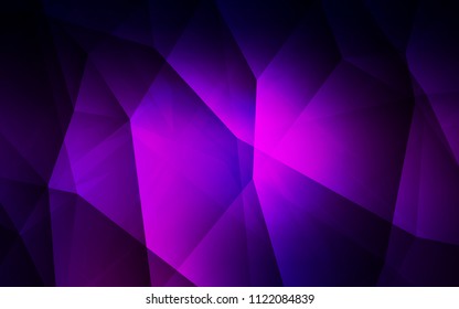 Dark Purple vector shining triangular cover. Creative geometric illustration in Origami style with gradient. Brand new style for your business design.