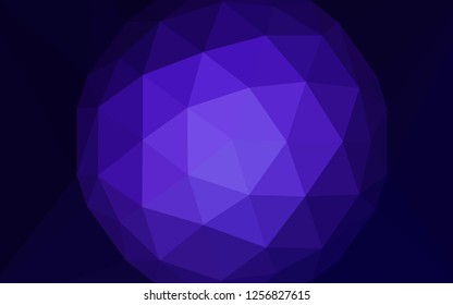 Dark Purple vector shining triangular layout with a gem in a centre. Illustration in halftone style with triangles. Best triangular design for your business.