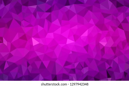 Dark Purple vector shining triangular background. Triangular geometric sample with gradient.  Completely new template for your banner.