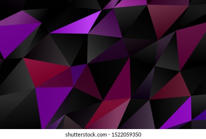 Dark Purple vector shining triangular background. A sample with polygonal shapes. Textured pattern for background.