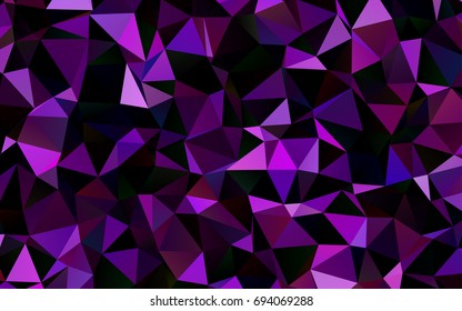 Dark Purple vector shining triangular pattern. Creative geometric illustration in Origami style with gradient. The template can be used as a background for cell phones.