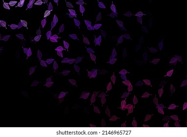 Dark Purple vector sketch background. Glitter abstract illustration with leaves. Completely new design for your business.