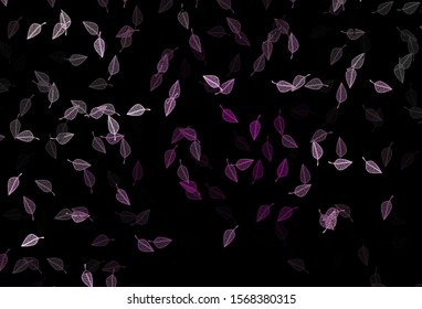 Dark Purple vector sketch cover. Modern geometrical abstract illustration with leaves. Hand painted design for wrapping, wallpaper.
