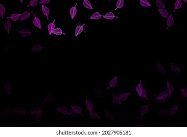 Dark Purple vector sketch texture. Doodle illustration of leaves in Origami style with gradient. New template for your business design.