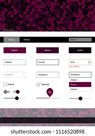 Dark Purple vector style guide with circles. Modern Style guide with colorful gradient circles in its header. This template you can use for landing pages.