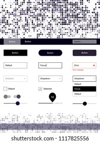 Dark Purple vector style guide with circles. Decorative ui kit design in abstract style with colorful dots. This template you can use for landing pages.