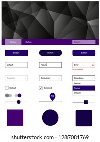 Dark Purple Vector Style Guide With Triangles. Colorful Style Guide With Triangles On Abstract Background. This Template You Can Use For Websites.