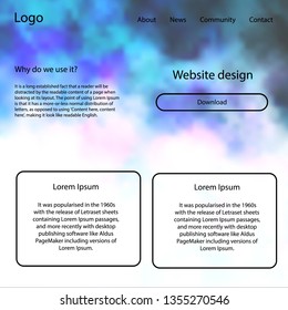 Dark Purple vector style guide with sky stars. Web ui kit with abstract gradient clouds in its header. Modern template for your landing page.