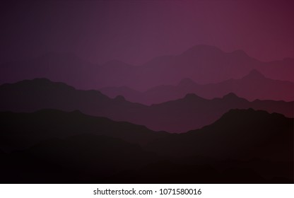 Dark Purple vector template with bent lines. Colorful illustration in abstract mountain style with gradient. Brand-new design for your ads, poster, banner.
