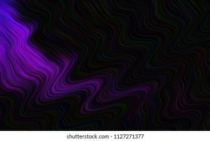 Dark Purple vector template with bent lines. Shining illustration, which consist of blurred lines, circles. The elegant pattern for brand book.