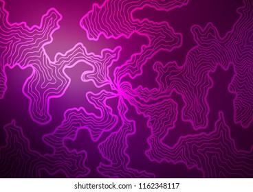 Dark Purple vector template with bent lines. Blurred geometric sample with gradient bubbles.  The best blurred design for your business.