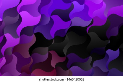 Dark Purple vector template with bent ribbons. A sample with blurred bubble shapes. Marble style for your business design.