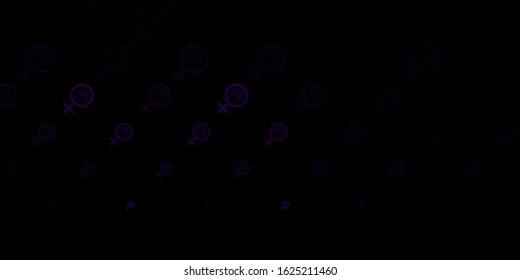 Dark Purple vector template with businesswoman signs. Illustration with signs of women's strength and power. Design for International Women’s Day.