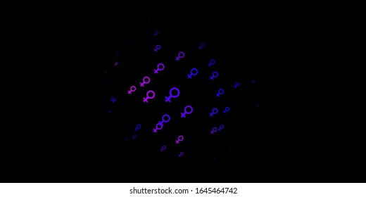 Dark Purple vector template with businesswoman signs. Illustration with signs of women's strength and power. Design for International Women’s Day.