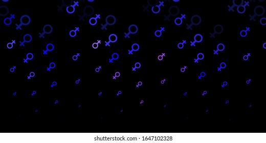 Dark Purple vector template with businesswoman signs. Abstract illustration with a depiction of women's power. Best design to show the power of women.