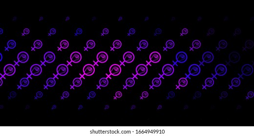 Dark Purple vector template with businesswoman signs. Illustration with signs of women's strength and power. Elegant design for wallpapers.