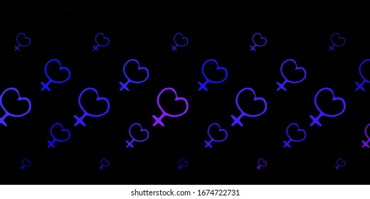 Dark Purple vector template with businesswoman signs. Simple design in abstract style with women’s rights activism. Background for International Women’s Day.